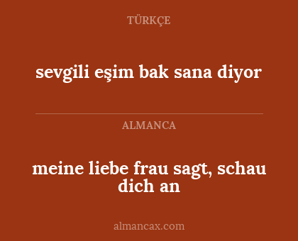 meine liebe frau sagt, schau dich an - sevgili eşim bak sana diyor