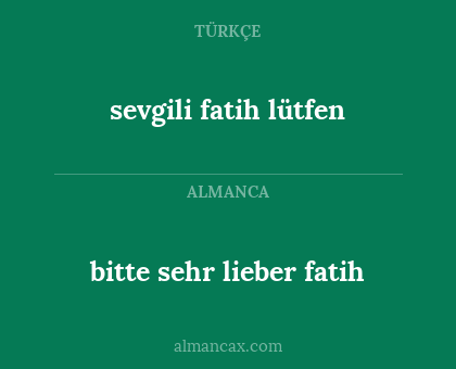 bitte sehr lieber fatih - sevgili fatih lütfen