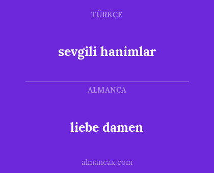 liebe damen - sevgili hanimlar