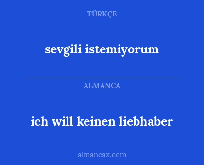 ich will keinen liebhaber - sevgili istemiyorum