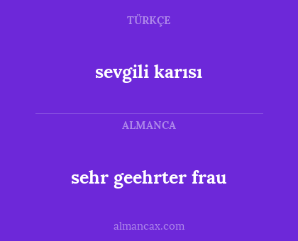 sevgili karısı - sehr geehrter frau