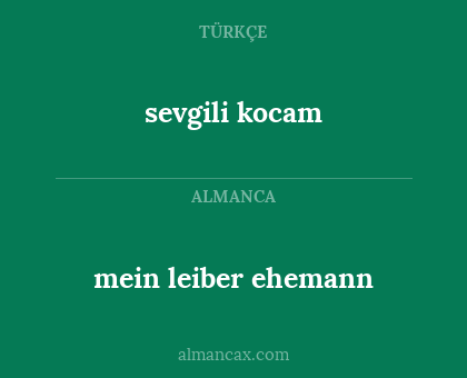 mein leiber ehemann - sevgili kocam