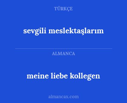 meine liebe kollegen - sevgili meslektaşlarım