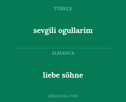 sevgili ogullarim - liebe söhne