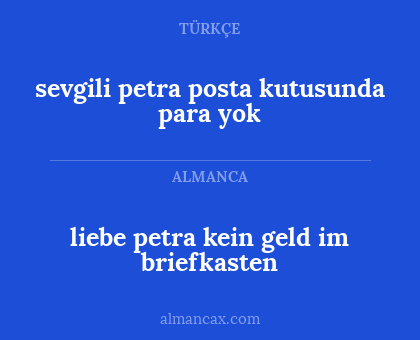 sevgili petra posta kutusunda para yok - liebe petra kein geld im briefkasten