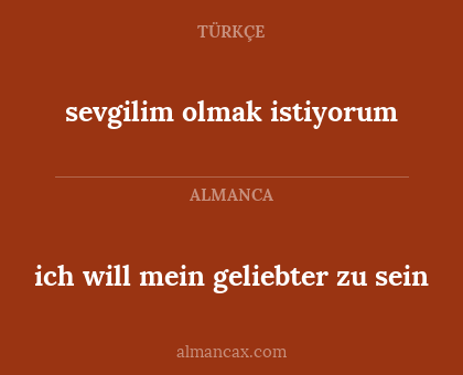 sevgilim olmak istiyorum - ich will mein geliebter zu sein