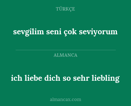 sevgilim seni çok seviyorum - ich liebe dich so sehr liebling