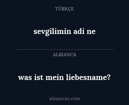 sevgilimin adi ne - was ist mein liebesname?