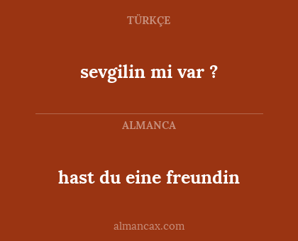 hast du eine freundin - sevgilin mi var ?