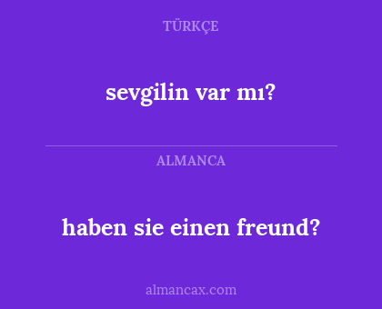 sevgilin var mı? - haben sie einen freund?