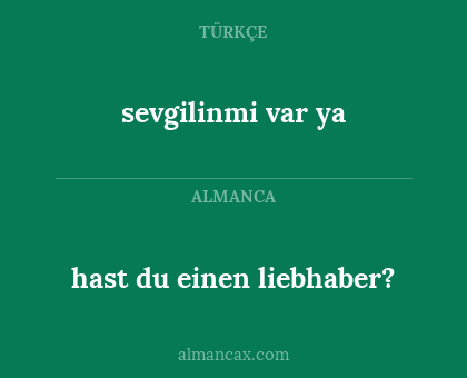 hast du einen liebhaber? - sevgilinmi var ya