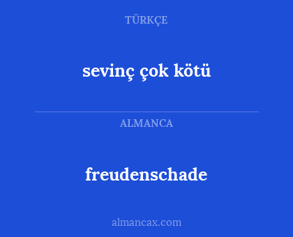 freudenschade - sevinç çok kötü