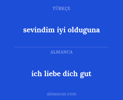 ich liebe dich gut - sevindim iyi olduguna