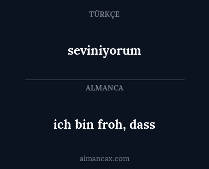 ich bin froh, dass - seviniyorum