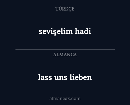 lass uns lieben - sevişelim hadi