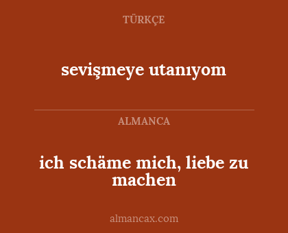 ich schäme mich, liebe zu machen - sevişmeye utanıyom