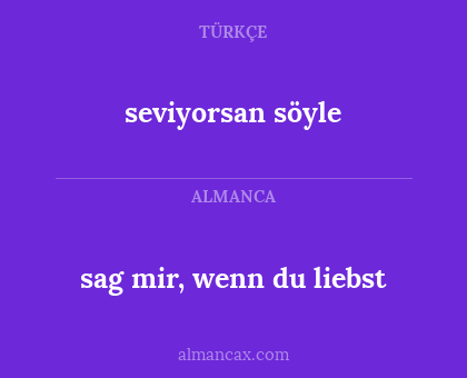 seviyorsan söyle - sag mir, wenn du liebst