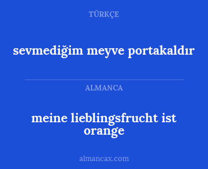 sevmediğim meyve portakaldır - meine lieblingsfrucht ist orange