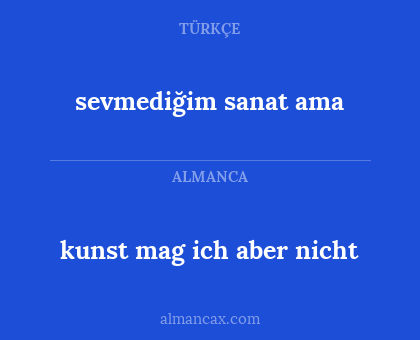 kunst mag ich aber nicht - sevmediğim sanat ama