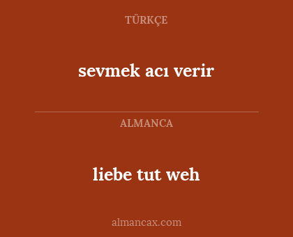 sevmek acı verir - liebe tut weh
