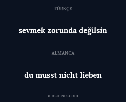 du musst nicht lieben - sevmek zorunda değilsin