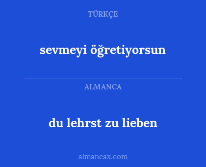du lehrst zu lieben - sevmeyi öğretiyorsun