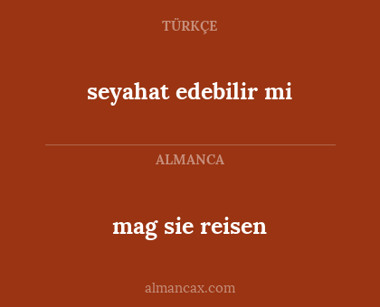 seyahat edebilir mi - mag sie reisen