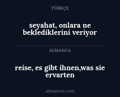 seyahat, onlara ne beklediklerini veriyor - reise, es gibt ihnen,was sie ervarten