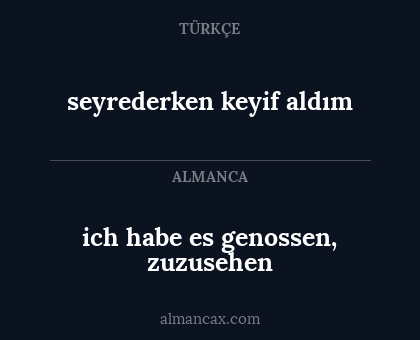 seyrederken keyif aldım - ich habe es genossen, zuzusehen