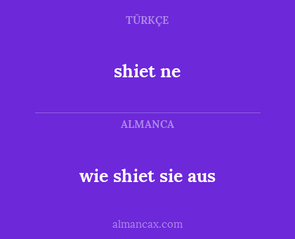 shiet ne - wie shiet sie aus