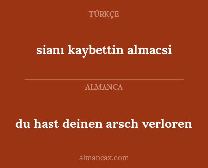 du hast deinen arsch verloren - sianı kaybettin almacsi