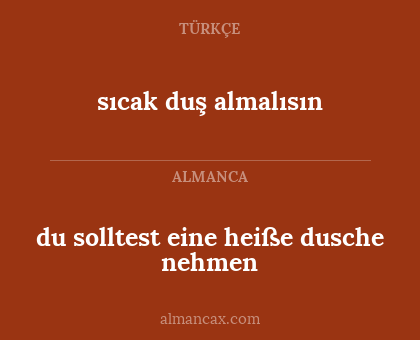 du solltest eine heiße dusche nehmen - sıcak duş almalısın