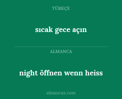 sıcak gece açın - night öffnen wenn heiss