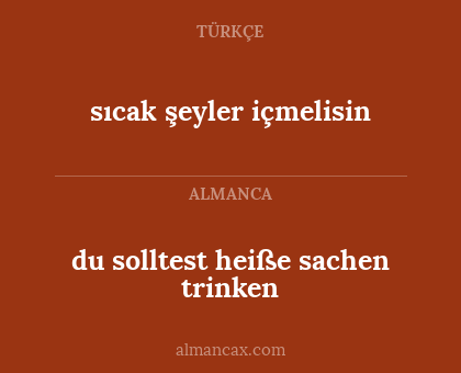 du solltest heiße sachen trinken - sıcak şeyler içmelisin