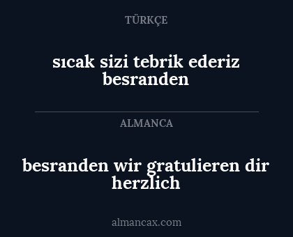 sıcak sizi tebrik ederiz besranden - besranden wir gratulieren dir herzlich
