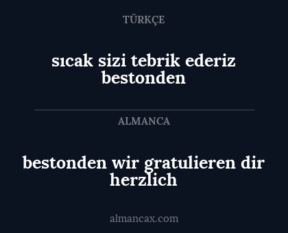 bestonden wir gratulieren dir herzlich - sıcak sizi tebrik ederiz bestonden