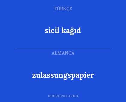 zulassungspapier - sicil kağıd