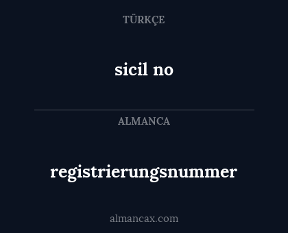 sicil no - registrierungsnummer