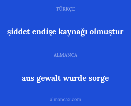 aus gewalt wurde sorge - şiddet endişe kaynağı olmuştur