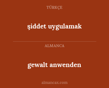 şiddet uygulamak - gewalt anwenden