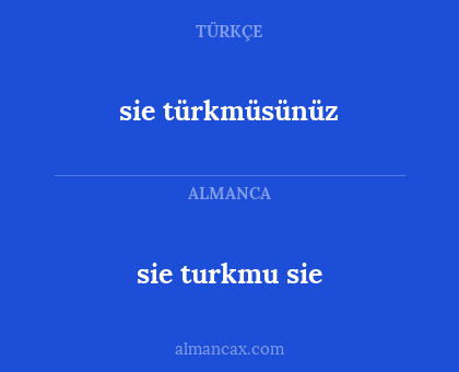 sie türkmüsünüz - sie turkmu sie