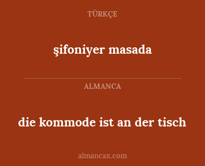 şifoniyer masada - die kommode ist an der tisch