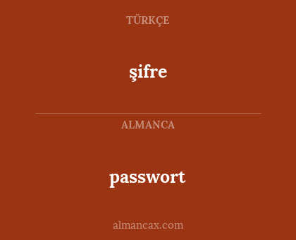 şifre - passwort