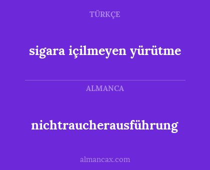 nichtraucherausführung - sigara içilmeyen yürütme