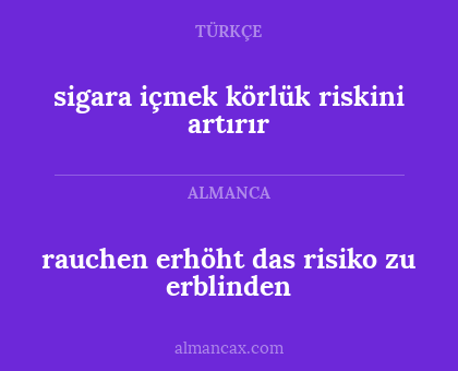 sigara içmek körlük riskini artırır - rauchen erhöht das risiko zu erblinden