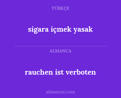 rauchen ist verboten - sigara içmek yasak