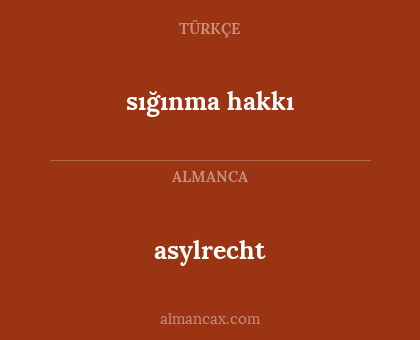 sığınma hakkı - asylrecht