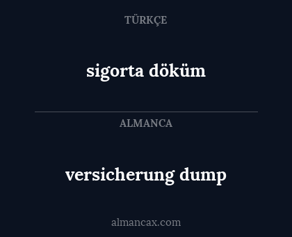 versicherung dump - sigorta döküm