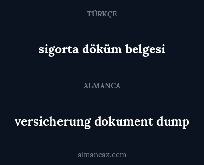 versicherung dokument dump - sigorta döküm belgesi