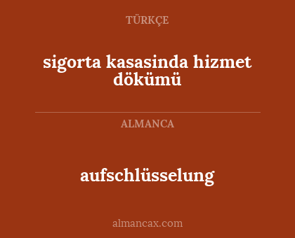 aufschlüsselung - sigorta kasasinda hizmet dökümü